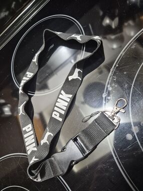 PINK Victoria's Secret Black & White Logo Lanyard